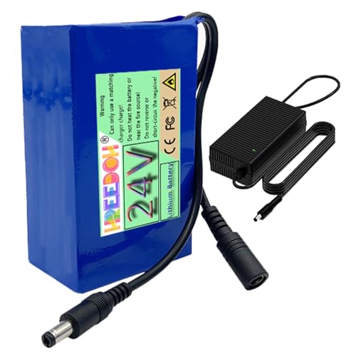FREEDOH 24 Volt Polymer Lithium Battery 24V Li-ion Battery 24V Rechargeable Battery 5Ah 6Ah 7Ah 9Ah 12Ah 16Ah 24Ah 33Ah 45Ah with Charger,16000mAh