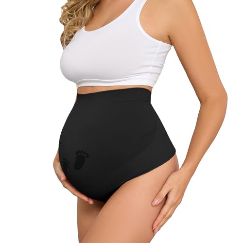 Y25D Maternity Thongs for Women Seamless Maternity Underwear Over Bump Maternity Panties for Pregnancy Postpartum Black