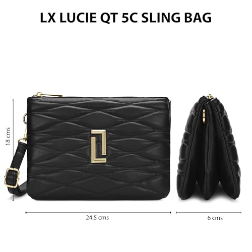 Image of Lavie Luxe Women's Lucie Quilted 3-Compartment Large Crossbody Sling Bag | Ladies Purse Handbag | Gift for Women