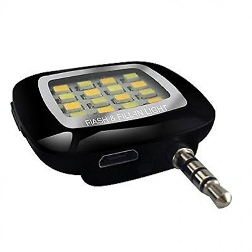 Biaba Collection Black Colour Portable Selfie Flash Light,3.5mm PIN Jack 16 LED Flash Light with Battery: Capacity 200 mAh