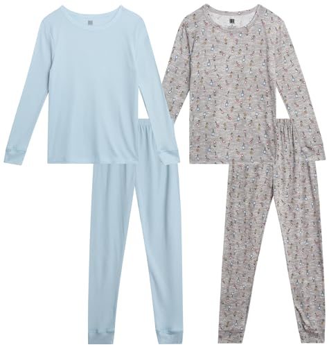 Rene Rofe Girls' Pajama Set - 4 Piece Cozy Yummy and Waffle Long Sleeve Sleep Shirt and Pajama Pants for Little Girls (2T-10)