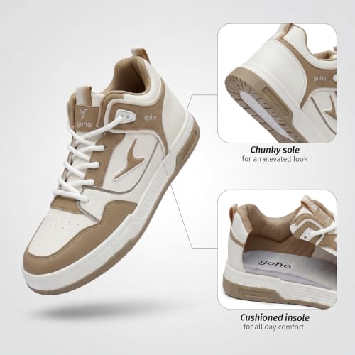 Image of YOHO Men's Sneakers Flo Mid Top | Stylish & Comfortable | Lace Up Casual Shoes for Man /Gents
