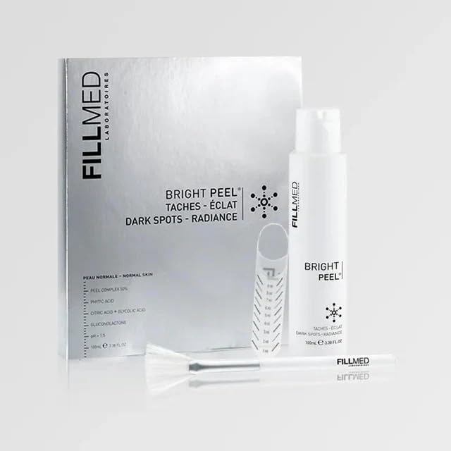 Fillmed Bright Peel 100 ml Gesichtspeeling-Set mit Pinsel und Dosierer, Kosmetik, aufhellend für ebenmäßige Haut