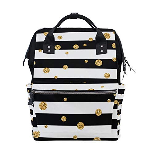 Baby Diaper Nappy Bag Travel Backpack Mommy Bag Gold Polka Dot On Lines For Mom Dad M By Top Carpenter #TOP23