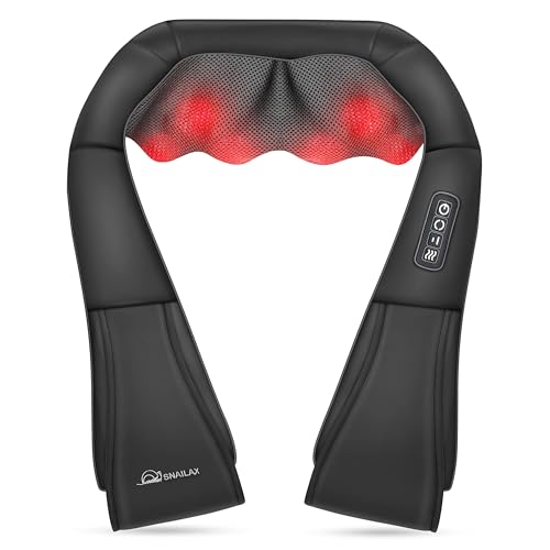 Snailax Shiatsu Neck and Shoulder Massager - Back Massager with Heat, Deep Kneading Electric Massage Pillow for Neck, Back, Shoulder,Foot,Body
