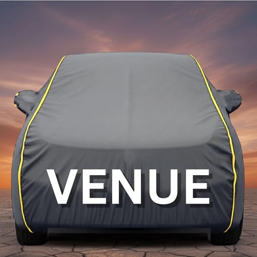 Image of Premium Grey Series 100% Waterproof Car Body Cover for Venue Cover (All Models) with Mirror Pockets | Triple Stitched, Elastic, Custom Fit, Heat Resistant, Anti-Dust, All-Weather Cover