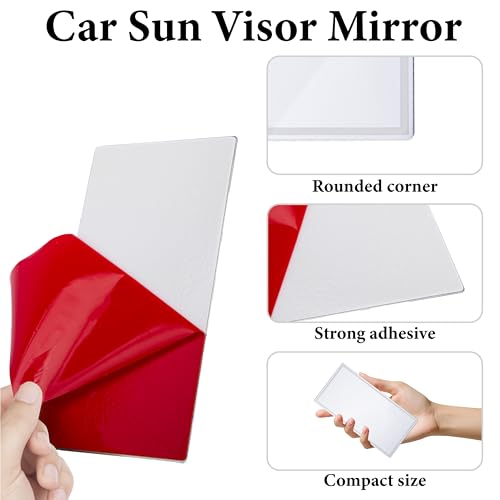 2 PCS Car Sun Visor Mirror, HD 5.91"×3.15" Portable Car Vanity Mirror, Seatback Self-Adhesive Makeup Mirrors, Shatter-proof Cosmetic Accessories for Automotive Truck SUV Vehicle