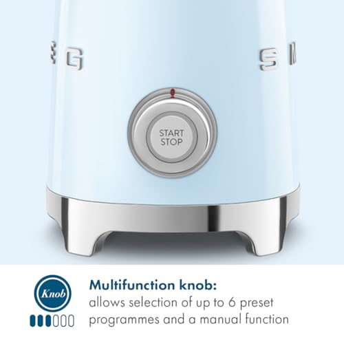 Image of SMEG Retro 50's Style Milk Frother with 2 Disks 6 Preset Programs Hot or Cold Frothing and Induction Heating (Pastel Blue)