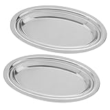 YOSADIER 2個 加厚ステンレス楕皿 軽量コンパクト 食洗対応 ホームスナック皿 レストラン用蒸し魚盛り皿 パーティーや宴会に