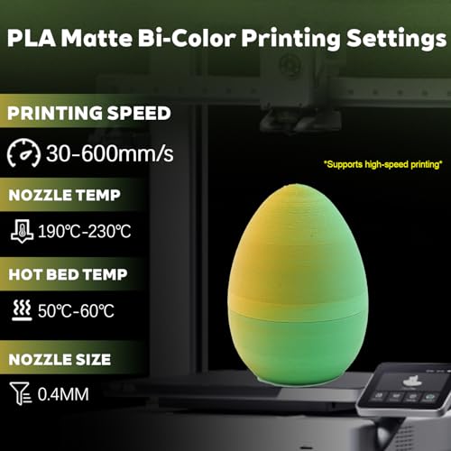 Image of Matte Dual Color Orange Green PLA 1.75mm 1kg 600mm /s 3D Printer Filament | Matte finish Bi Orange Green Coextrusion Hide layer lines Rapid color change High Speed 1kg spool 2.2lbs for Bambu Flashforge