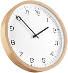 Horloge murale en bois - Élégant, moderne, simple, cadre en bois, facile à lire, circulaire, continu seconde main, intérieur, 30CM, Cadeau de chauffage ménager, naturel, moderne