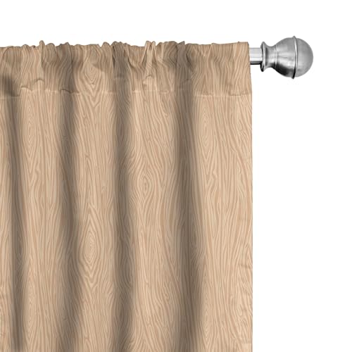 Lunarable Wood Print Curtains, Rustic Life Natural Wood with Stripes