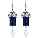Produktbild Jugendstil Ohrringe Swarovski Kristalle Montana Blau Silber NOBEL SCHMUCK