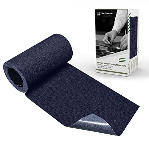 Image of KING MOUNTAIN Iron-on Repair Patch,3 inchx60 inch100% Cotton Denim Iron-on Repair Patch, Jeans and Clothing Repair and Decoration Kit (Dark Blue)