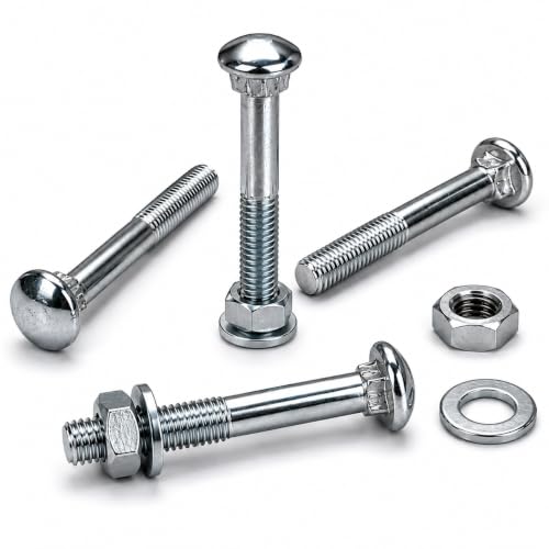 Image of Rely⇒VP INDUSTRIES (Combo Set-10 Pcs) 1 /4 inchx2.5 inch inch Stainless Steel Carriage Bolts Round Head, Square Neck with Hex Nut and Washer for Furniture,Door Fittings Joining Wood Boards Beds (Length-62 mm)