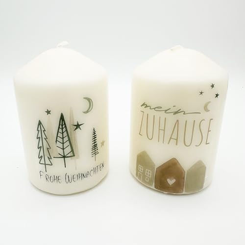 Adventskerzen Weihnachtskranz mit winterlichen Motiv Stumpfkerzen...