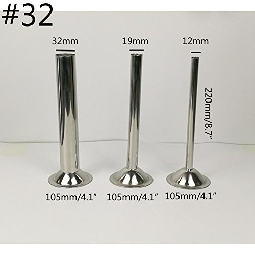 LiebHome - Tubos de relleno, embudos de acero inoxidable para relleno de salchichas manual, para molinillos de alimentos y carne, ?12 mm/?19 mm/?32 mm (juego de 3) #32 Stainless Steel Funnels
