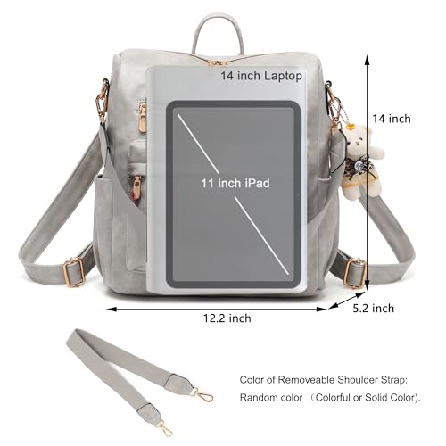 Image of Soperwillton Women Backpack Purse Shoulder Handbags Travel Bag Set 2pcs | Soft PU Leather,Large Capacity,Many Pockets,with a Functional Wallet,with a Detachable Shoulder Strap,Multipurpose Design