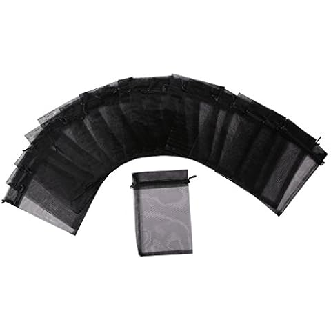 ZUUC Organza Drawstring Pouch Bag,2.8''W x3.6" L, Pack of 100 (Black) Cover