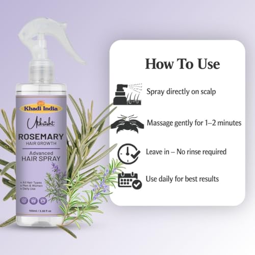 Image of Khadi Natural Rosemary Hair Growth Spray | Controls Hair Fall, Supports Hair Regrowth | Herbal Scalp Care Spray | Sulphate & Paraben Free - 100ML