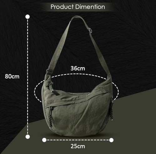 Image of WildHorn Travel Crossbody Crescent Bag for Women | Over-Shoulder Half Moon Sling Purse with Zipper | Unisex Chest Bag & Waist Bag for Daily Travel Use