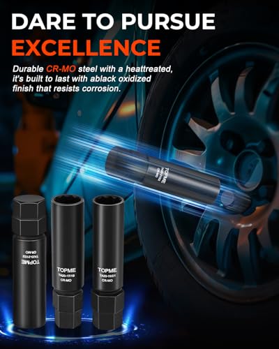 Image of 10 Spline Lug Nut Socket, Replacement for TA20-17 /19, Compatible with Bimecc 10 Spline Lug key, for Removing 10 Point Lug Nut Key for Truck Large SUV with 13 /16 and 7 /8 Hex Drive, CR-MO