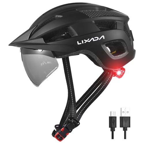 Shinmax Fahrradhelm Mit LED-Licht & Visier – Einstellbar, Leicht, Für Herren & Damen (54-58 Cm)
