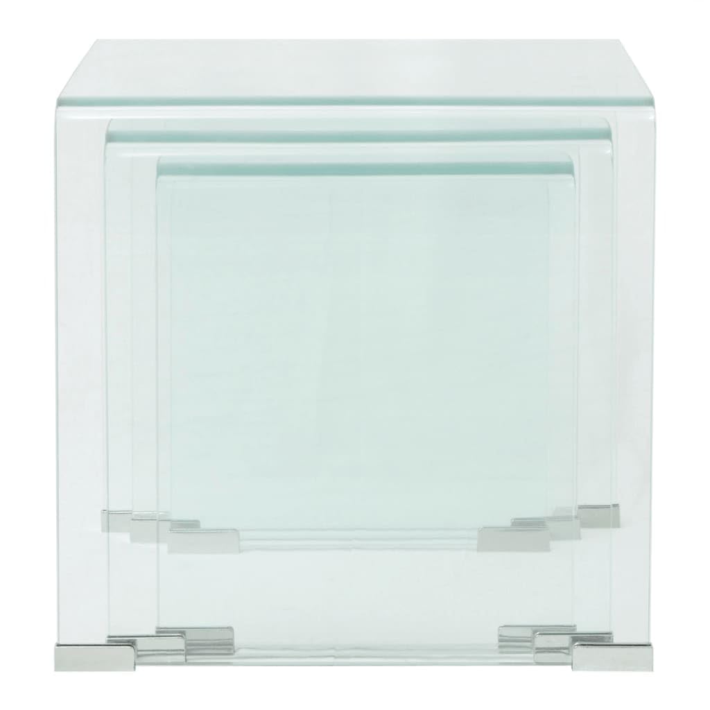 Générique Ensemble de Tables gigognes 3 Pièces Verre trempé Transparent, Meubles, Tables, Tables Basses et Tables d'appoint, Tables Basses, Transparent, (Poids 26.7KG)
