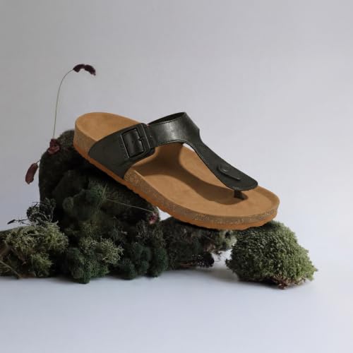 Image of Neeman's Cork Thong Sandals | Sandals for Men | Stylish & Fashionable | Lightweight Comfortable Durable | Slip On Adjustable Strap Sandals for Men | Everday Comfort Chappal (Tan, UK10)