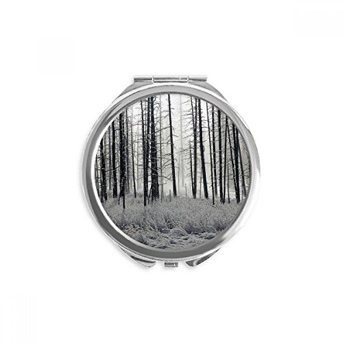 Miroir rond de poche forêt d'hiver maquillage nomade et compact