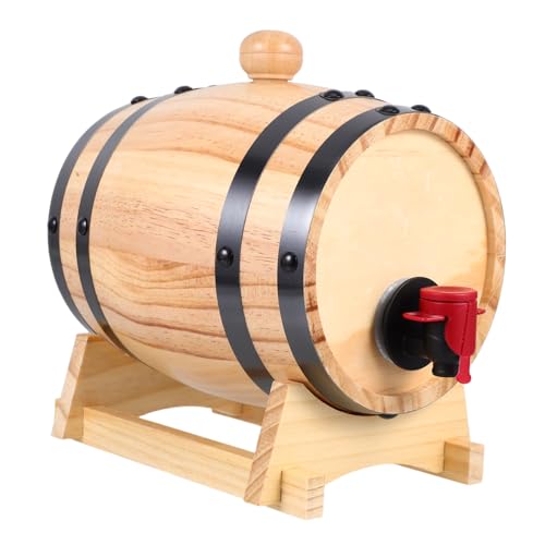 Cabilock Wooden Oak Wine Barrel Stand Barbecue Barrel Decanter Beverage Storage Dispenser for Whiskey and Wine