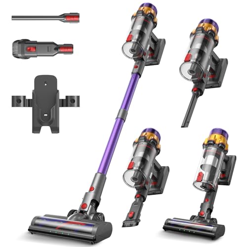 Xlife Cordless Vacuum Cleaner, 550W 48KPA Stick Vacuum Cleaners for Home, Wireless Vacumm with Self-Standing, Anti-Tangle Brush for Hardwood Floor/Carpet/Pet Hair-P12