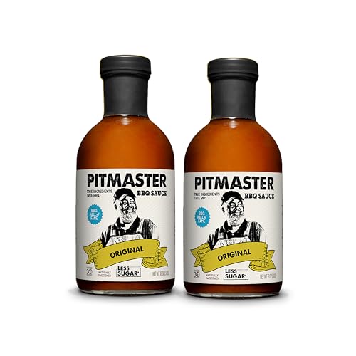 True Made Foods Pitmaster Original (Kansas City-Style) Barbecue Sauce, Thick and Sweet, Low Sugar, Gluten Free, Ideal for Ribs, Pork, Chicken or any BBQ-Style (18oz, 2 Pack)