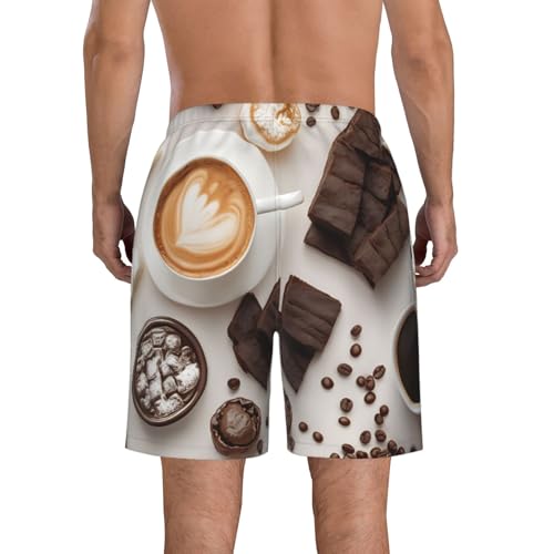 Coffee and Sweets Sugar Print Stylish Men Beach Shorts Lightweight Cozy Swim Trunks Summer Casual Outings Holiday3