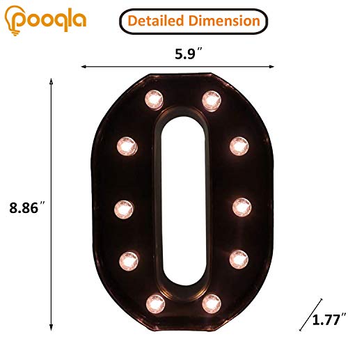 Image of Pooqla Black Light Up Letter O, Marquee Letters Black Room Decor | LED Lighted Letters Birthday Party Decorations, Gifts for Boys Men Christmas Anniversary Night Light Home Bar Room Decoration