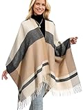 HOLDINA Shawl Wraps Gifts for Women,Warm Poncho Sweater,Tassels Open Front capes, Travel Christmas Gifts for Winter Fall