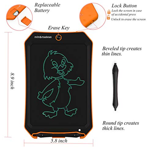 JRD&BS WINL LCD Electronic Writing Tablet Toys for 4-9Year Old Boys, Teen Boy Girl Birthday Presents Gifts,Christmas Box,8.5" Handwriting Paper Drawing Tablet Message Pad at Home and Outdoor(Orange D) - Thumbnail 4