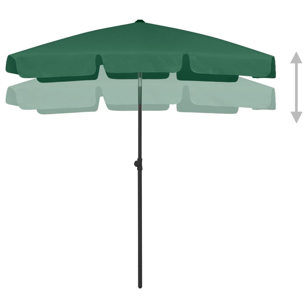 Parasol plażowy, zielony, 180 x 120 cm, odporny na promieniowanie UV parasol poliestrowy z mechanizmem przechylającym, idealny na taras, do ogrodu i na zewnątrz