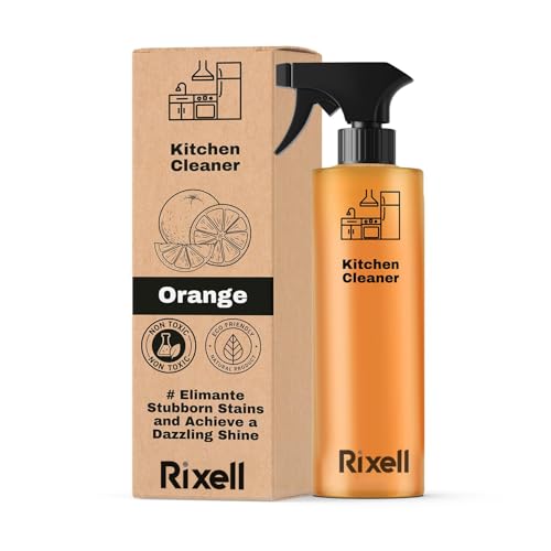 RIXELL Kitchen Cleaner Spray, Orange Scented, Non-Toxic Natural Formula, 500ml, with Spray Nozzle for Stoves, Chimneys, Countertops, Appliances