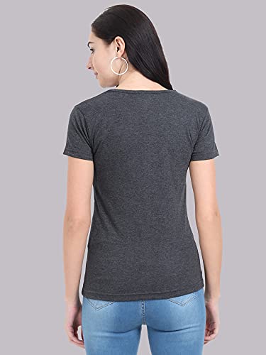 Image of FLEXIMAA Women's Cotton Plain V Neck Half Sleeve T-Shirt