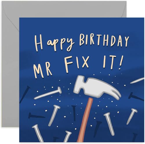 Old English Co. Mr Fix It Birthday Card - Birthday Cards for Men | DIY Greeting Card | Blank Inside & Envelope Included