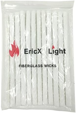 EricX Light Long Life Fiberglass Replacement Wicks for Tiki Torch - 12 Piece - 0.5 by 9.85 Inch