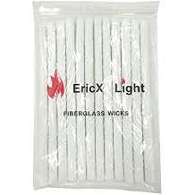 EricX Light Long Life Fiberglass Replacement Wicks for Tiki Torch - 12 Piece - 0.5 by 9.85 Inch