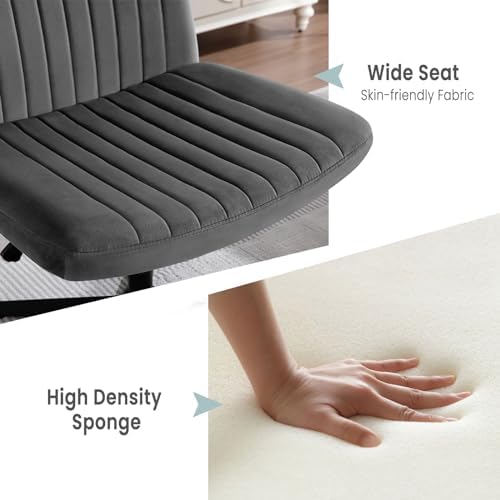 8. Bild von WOLTU Bürostuhl ohne armlehne, Drehstuhl, Ergonomischer, höhenverstellbar, 360° drehbar, Polstersessel, mit Schaukelfunktion, Samt, Dunkelgrau