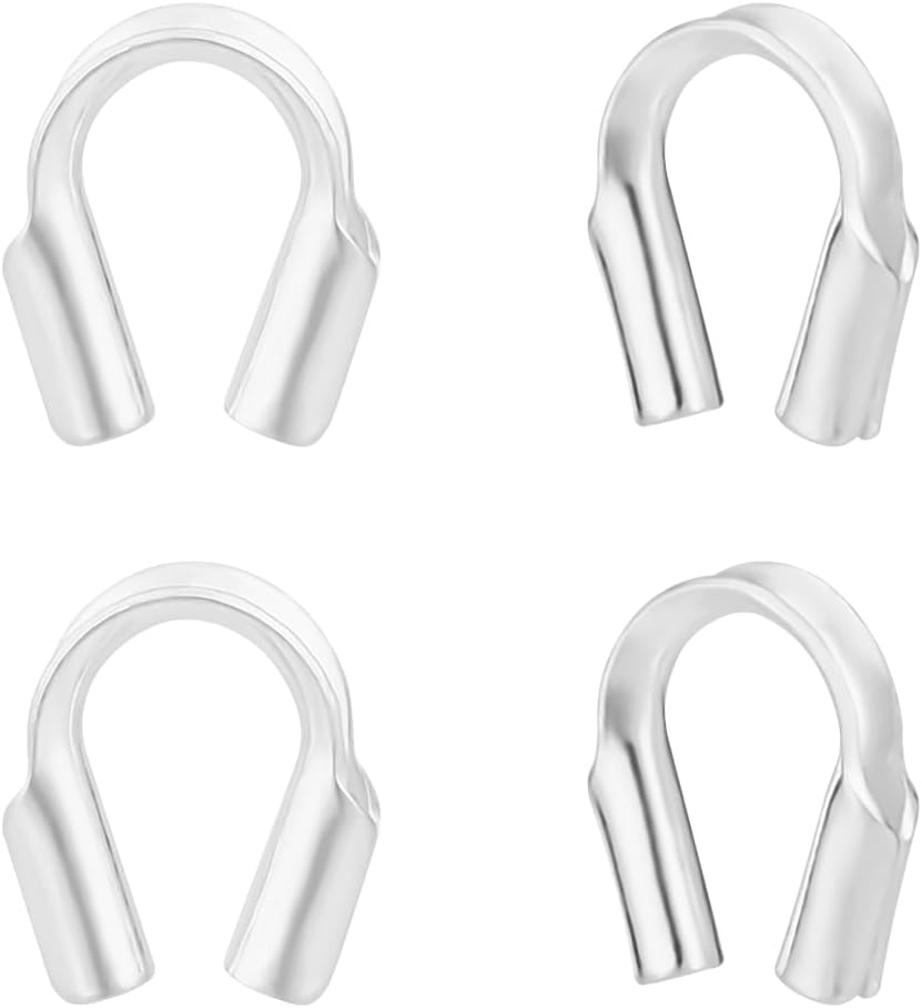 Beebeecraft 30Pcs 3 Colors Wire Guardian 18K Gold Plated 925 Sterling Silver U Shape Wire Guard Loops 0.6mm Thread Protector for Jewelry Making Earring Bracelet Necklaces