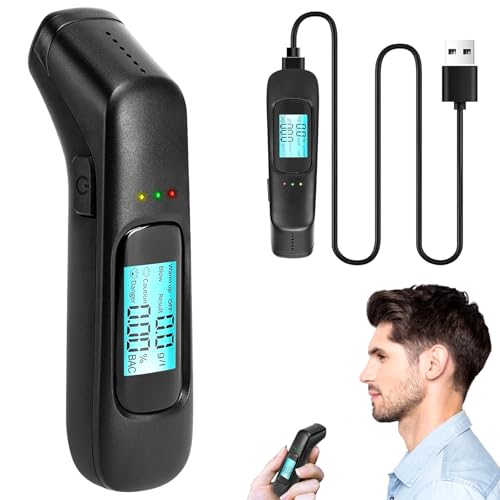 VFFNFF Breathalysers, Travel Portable Breathalyzer with USB, Professional Alcohol Tester With Hd Lcd Display and Non-Contact Blowing, Home Use Breathalyzer Kit for Party, Business Activities, Club