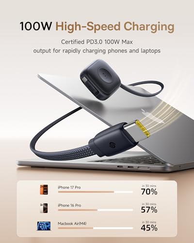 Baseus Retractable USB-C Cable (2.5W Wireless Charger & 100W 5A Fast Charging) - image 3