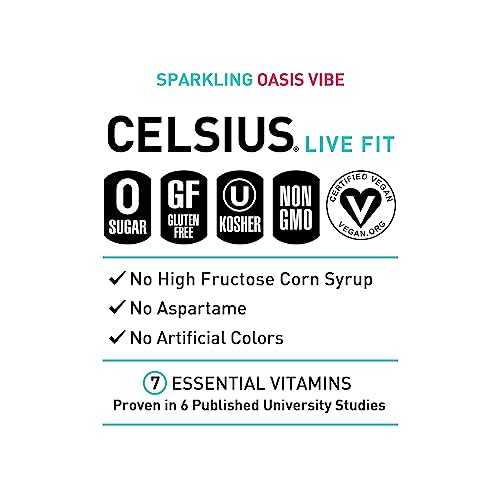 Image of CELSIUS OASIS VIBE Sparkling Prickly Pear Lime, Sugar Free Energy Drink, 12 Fl Oz (Pack of 12)