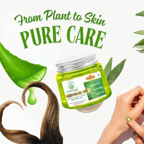 Image of Khadi 100% Pure and Natural Green Aloe Vera Gel - Soothing Hydration for Skin & Hair | Pure & Natural Aloe Vera Gel for Face, Acne, Scars, Dark Circles & Sunburn - 200GM