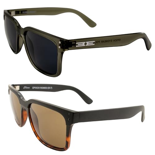Epoch Eyewear Romeo Polarized Sport Motorcycle Sunglasses 2 Pair Gray w/Hydrophobic Smoke Lens & Tortoise w/Hydrophobic Brown Lens